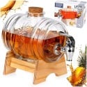 Beczka szklana słój z kranikiem 1 L ze stojakiem do whisky lemoniady napojów wody Vilde