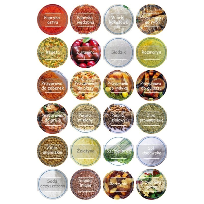 Naklejki na przyprawy etykiety na słoiki GierekHoff 96 sztuk