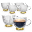 Filiżanki z uchem na złotej stopce do kawy i herbaty 430 ml zestaw 6 szt Altom Design Selena