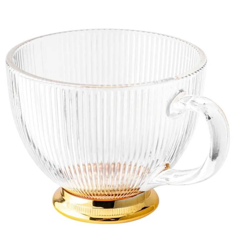 Filiżanki z uchem na złotej stopce do kawy i herbaty 430 ml zestaw 6 szt Altom Design Selena