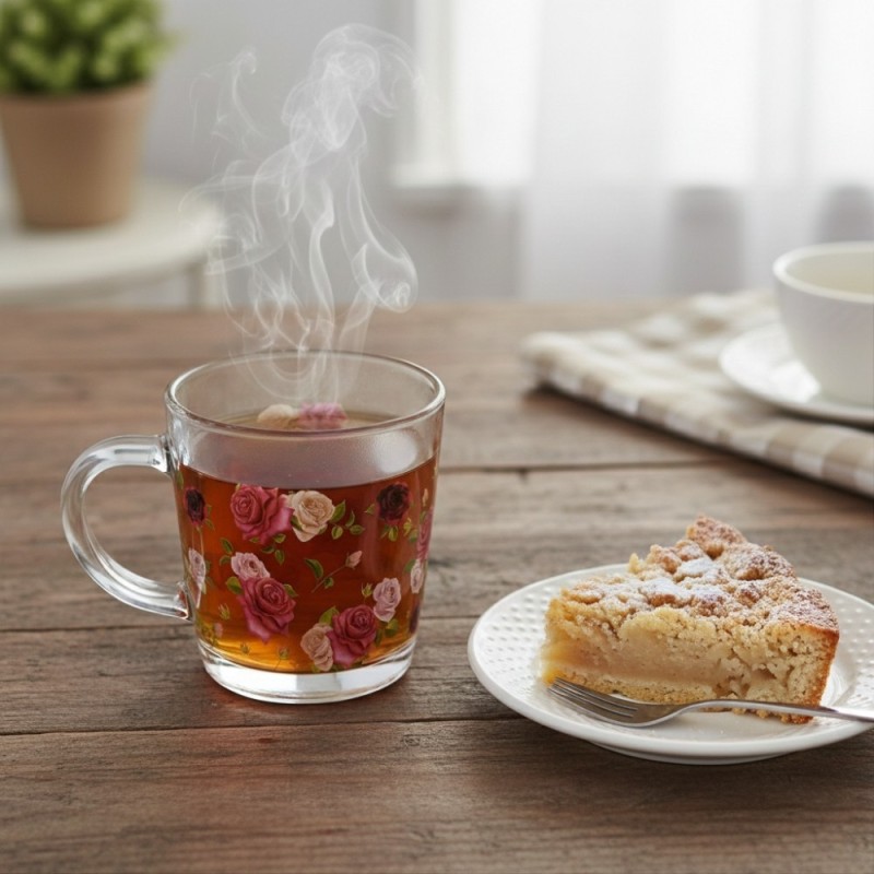 Kubki szklane 350 ml Altom Róża zestaw 6 sztuk szklanka z uchwytem pudełko prezentowe