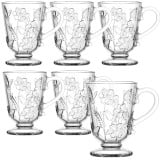 Szklanki na stopce 310 ml Altom Rosalie do soków napojów komplet 6 sztuk kwiatowy wzór