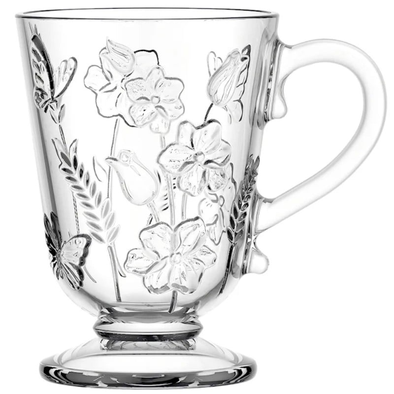 Szklanki na stopce 310 ml Altom Rosalie do soków napojów komplet 6 sztuk kwiatowy wzór