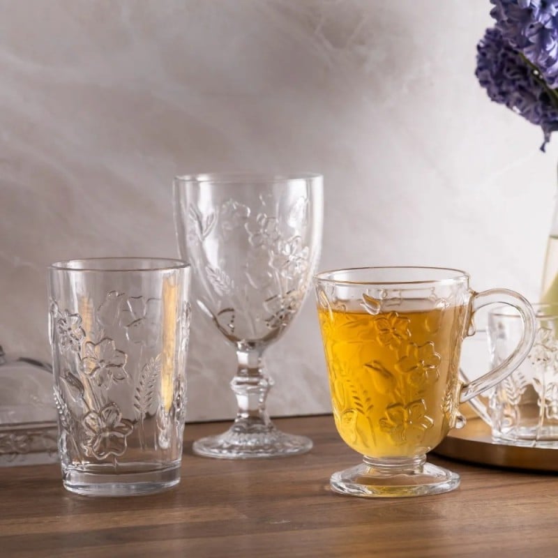 Zestaw kawowy mlecznik 200 ml i cukiernica szklana 200 ml Altom Rosalie kwiatowy wzór