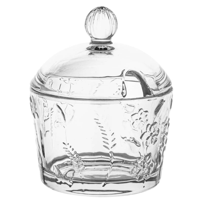 Zestaw kawowy mlecznik 200 ml i cukiernica szklana 200 ml Altom Rosalie kwiatowy wzór