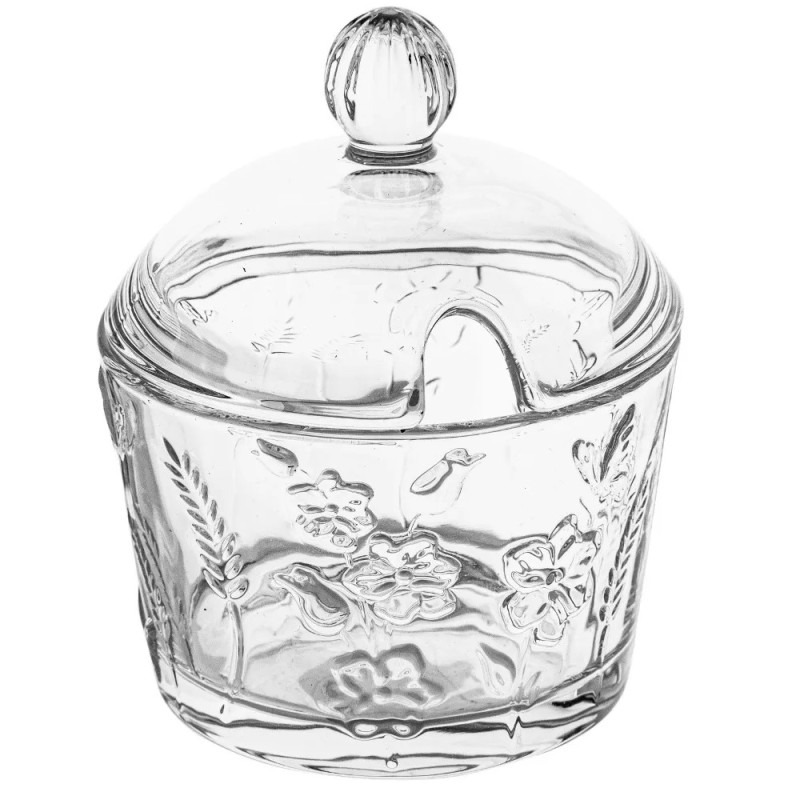 Zestaw kawowy mlecznik 200 ml i cukiernica szklana 200 ml Altom Rosalie kwiatowy wzór