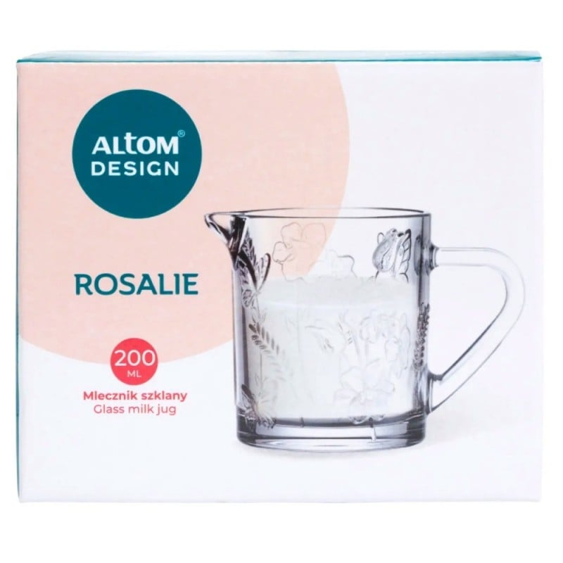 Zestaw kawowy mlecznik 200 ml i cukiernica szklana 200 ml Altom Rosalie kwiatowy wzór