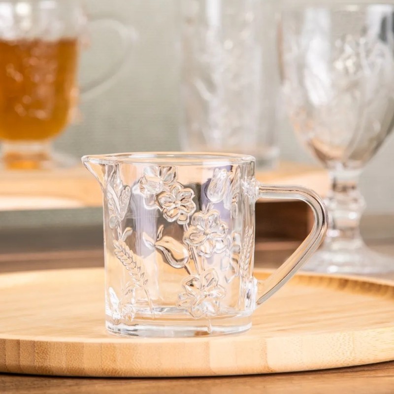 Zestaw kawowy mlecznik 200 ml i cukiernica szklana 200 ml Altom Rosalie kwiatowy wzór