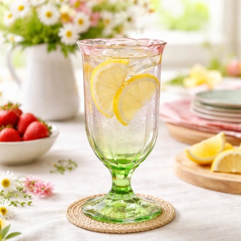 Szklanki na stopce 340 ml Altom Rosabella do soków napojów komplet 6 sztuk