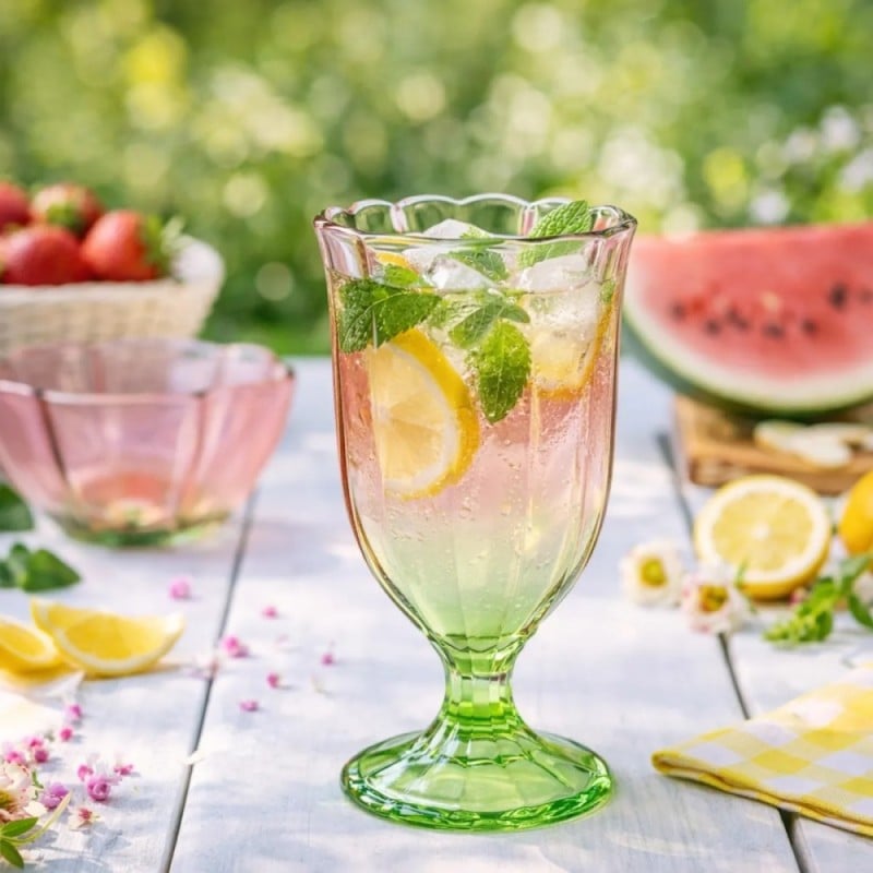 Szklanki na stopce 340 ml Altom Rosabella do soków napojów komplet 6 sztuk