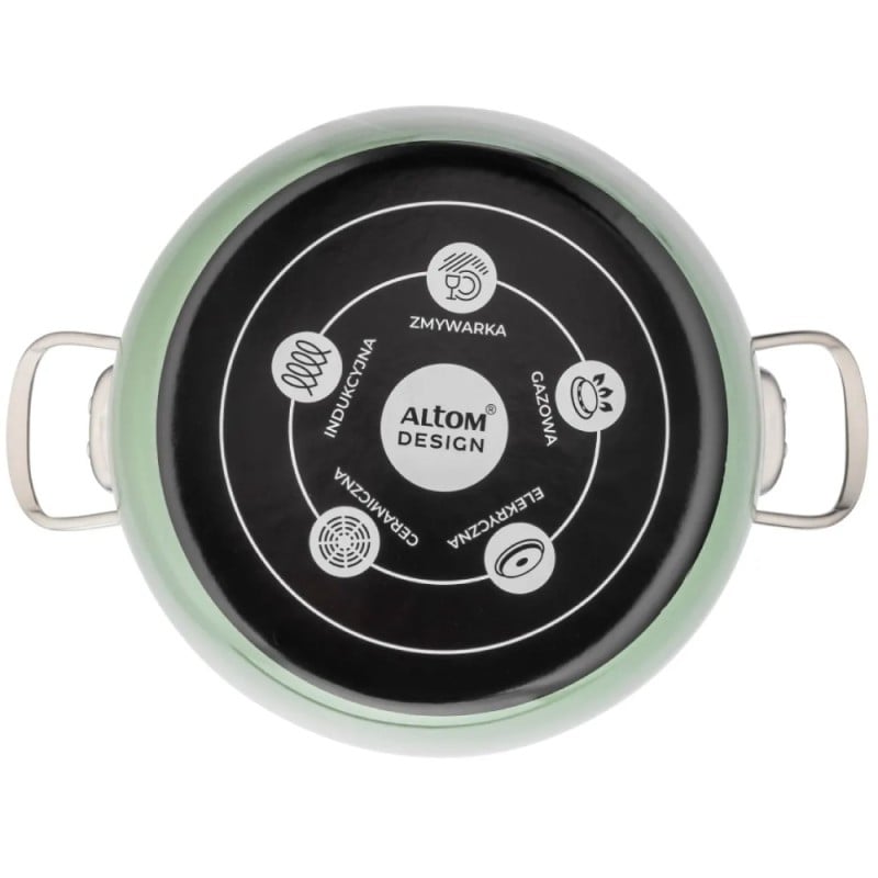 Garnki emaliowane z pokrywkami Altom Balbina zestaw 4 garnków emaliowanych zielone