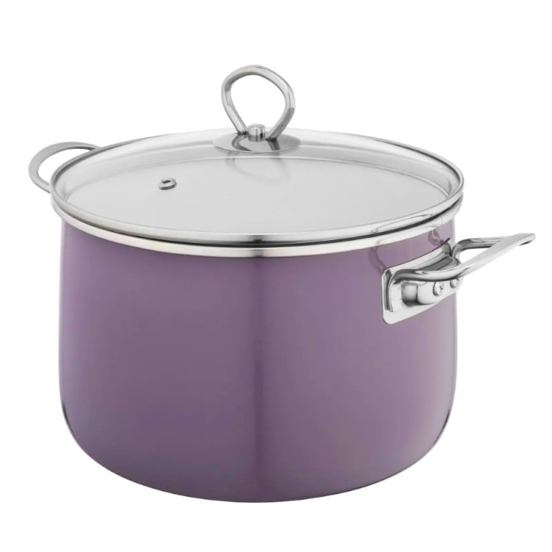 Garnki emaliowane z pokrywkami Altom Izydor zestaw 4 garnków emaliowanych wrzosowe