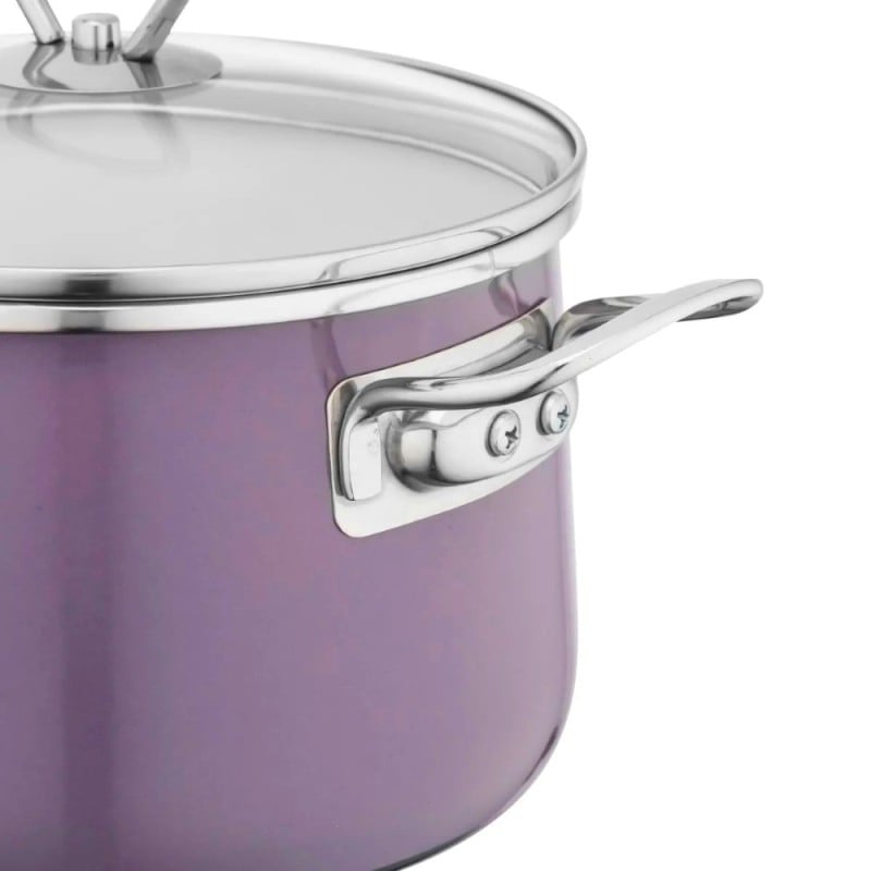 Garnki emaliowane z pokrywkami Altom Izydor zestaw 4 garnków emaliowanych wrzosowe