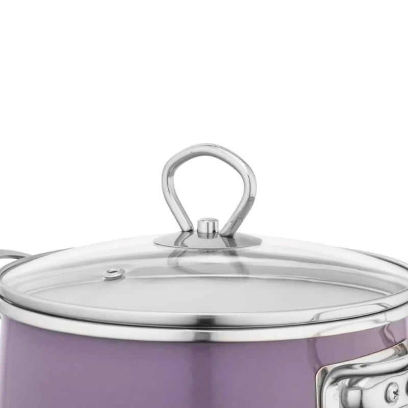 Garnki emaliowane z pokrywkami Altom Izydor zestaw 4 garnków emaliowanych wrzosowe