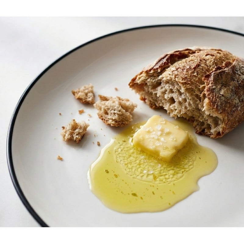 Serwis obiadowy porcelanowy GierekHoff Linea 18 elementów zestaw talerzy dla 6 osób białe z czarnym paskiem 1218