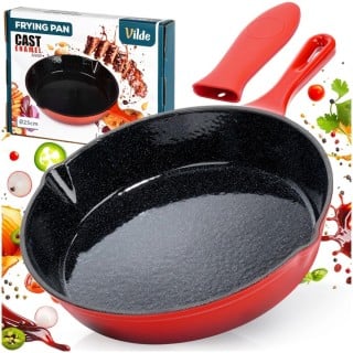 Patelnia żeliwna emaliowana z silikonową nakładką CAST ENAMEL 25 cm
