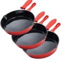 Zestaw patelni żeliwnych emaliowanych z silikonową nakładką CAST ENAMEL 20/25/30 cm Vilde