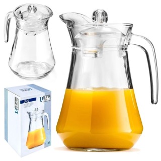 Dzbanek szklany 1400 ml z pokrywką gładki uniwersalny do lemoniady soku i kompotu Vilde