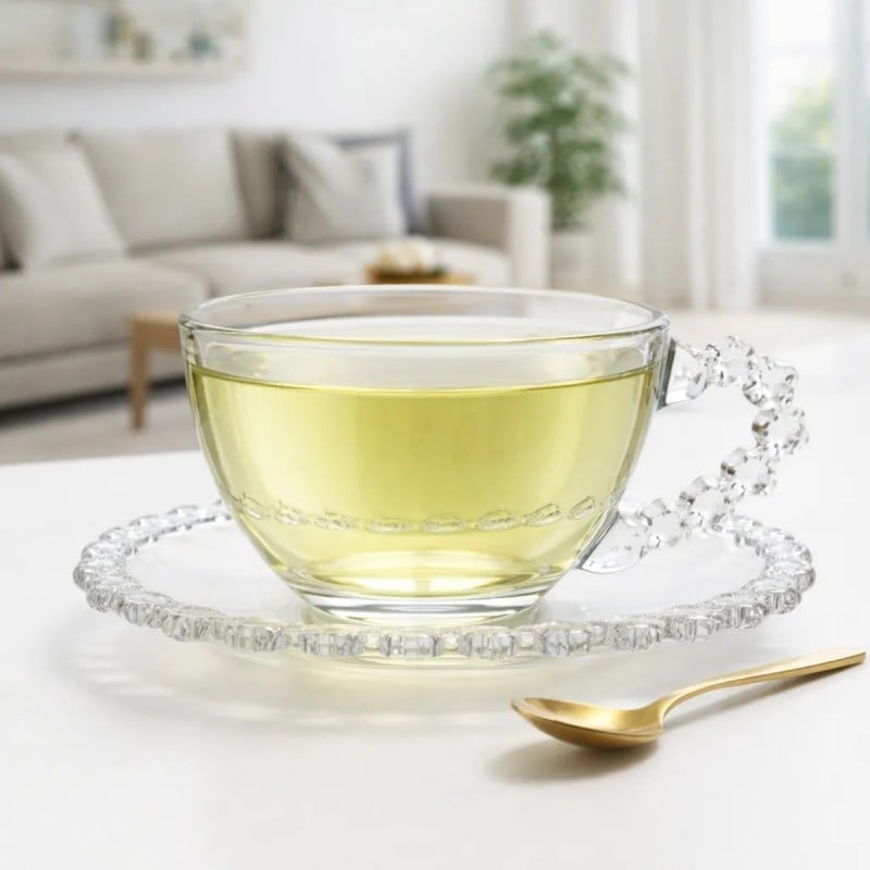 Filiżanka ze spodkiem do kawy i herbaty 200 ml szklana Altom Design Bloom