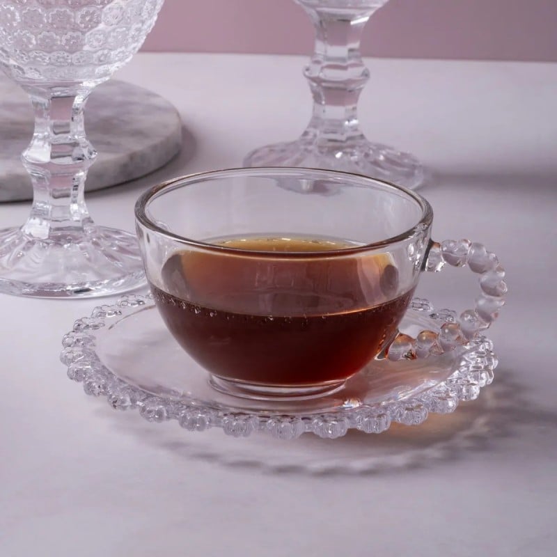 Filiżanka ze spodkiem do kawy i herbaty 200 ml szklana Altom Design Bloom