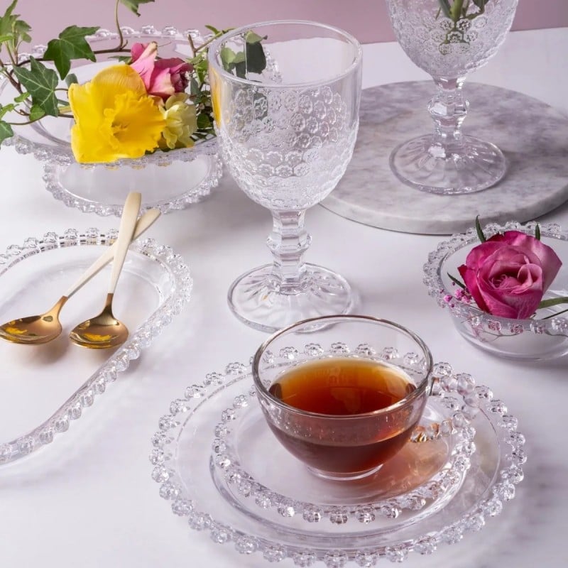 Filiżanka ze spodkiem do kawy i herbaty 200 ml szklana Altom Design Bloom