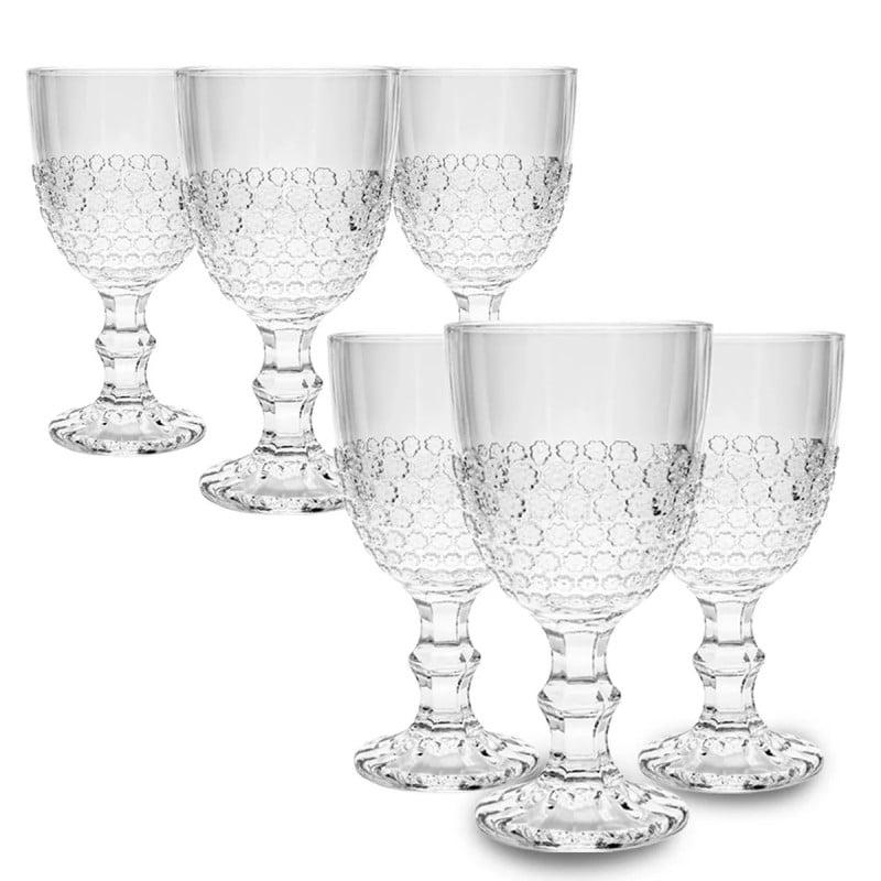 Szklanki kryształowe na stopce do napojów wody soku 340 ml zestaw 6 szt Altom Design Bloom