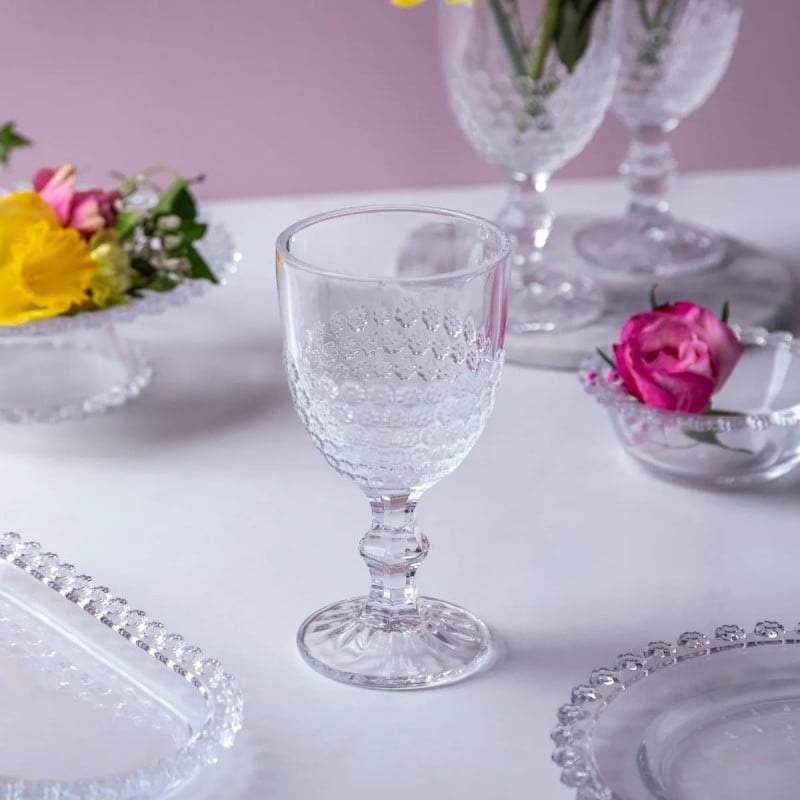 Szklanki kryształowe na stopce do napojów wody soku 340 ml zestaw 6 szt Altom Design Bloom