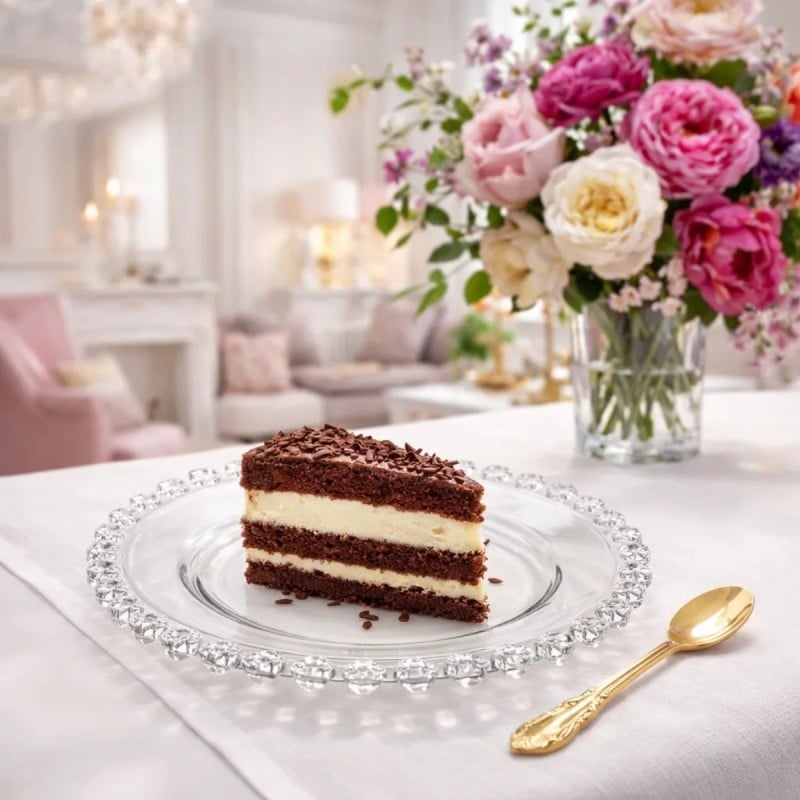 Talerz deserowy szklany 19,5 cm spodek na ciasto Altom Design Bloom