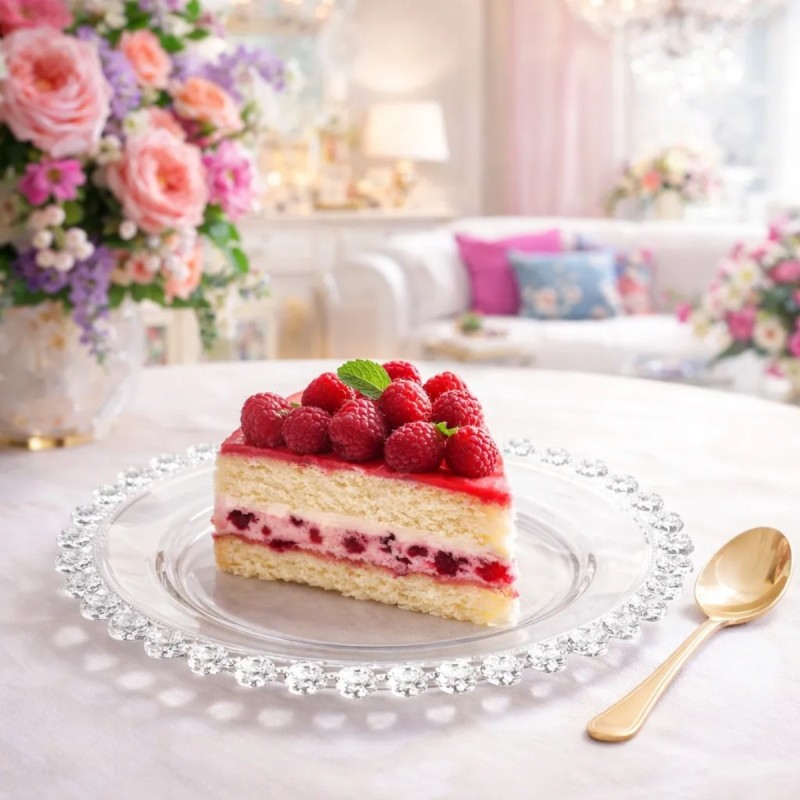 Talerz deserowy szklany 19,5 cm spodek na ciasto Altom Design Bloom
