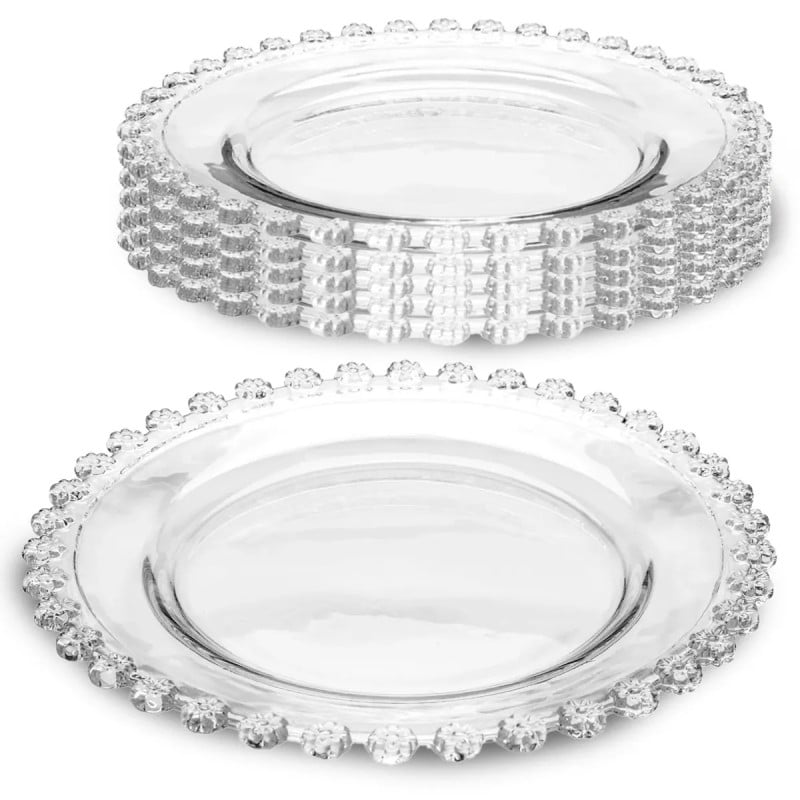 Talere deserowe szklane 19,5 cm spodek na ciasto Altom Design Bloom zestaw 6 szt