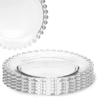 Talerze deserowe szklane 19,5 cm spodek na ciasto Altom Design Bloom zestaw 6 szt