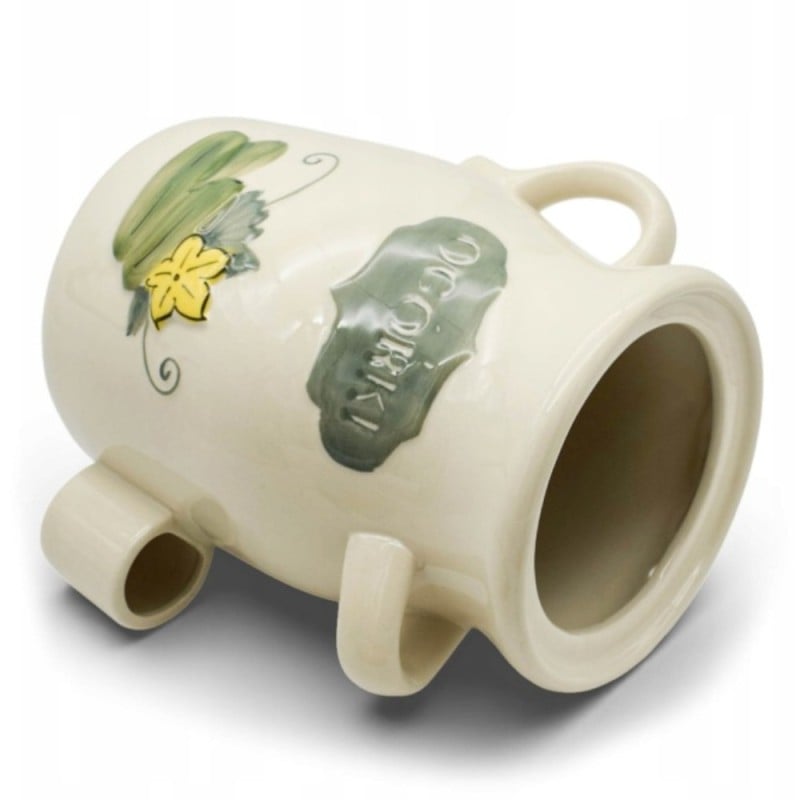 Beczka kamionkowa do ogórków 3.5l Bella Fiore w zestawie ze szczypcami kremowa