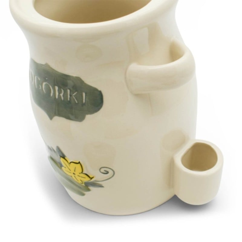 Beczka kamionkowa do ogórków 3.5l Bella Fiore w zestawie ze szczypcami kremowa