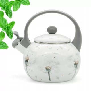 Czajnik tradycyjny z gwizdkiem emaliowany 2.2 L biały w dmuchawce Meyerhoff