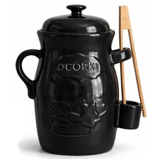 Beczka kamionkowa do kiszenia 3.5L pojemnik na ogórki kiszonki ze szczypcami Tragar