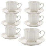 Serwis kawowy filiżanki ze spodkiem do kawy i herbaty 250 ml szklana Florina ETERA komplet 6 szt