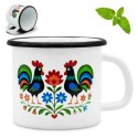 Kubek emaliowany 1200 ml do kawy herbaty biały stal Folk Tragar