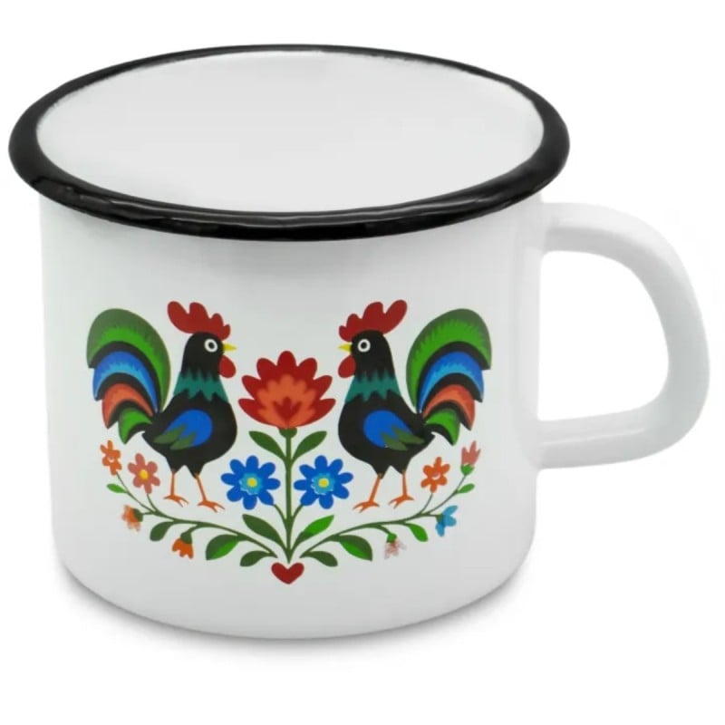 Kubek emaliowany 1200 ml do kawy herbaty biały stal retro Tragar