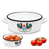 Rondel tradycyjny emaliowany 18 cm z uchwytami stalowy biały Folk 1,8 l Tragar