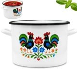 Garnek tradycyjny emaliowany 24 cm z uchwytami stalowy biały Folk 7.8L Tragar
