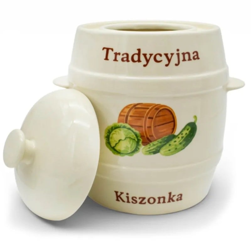 Beczka kamionkowa 4 litry hermetyczna do kiszenia ogórków kapusty kremowa słoje Bella Fiore Tragar