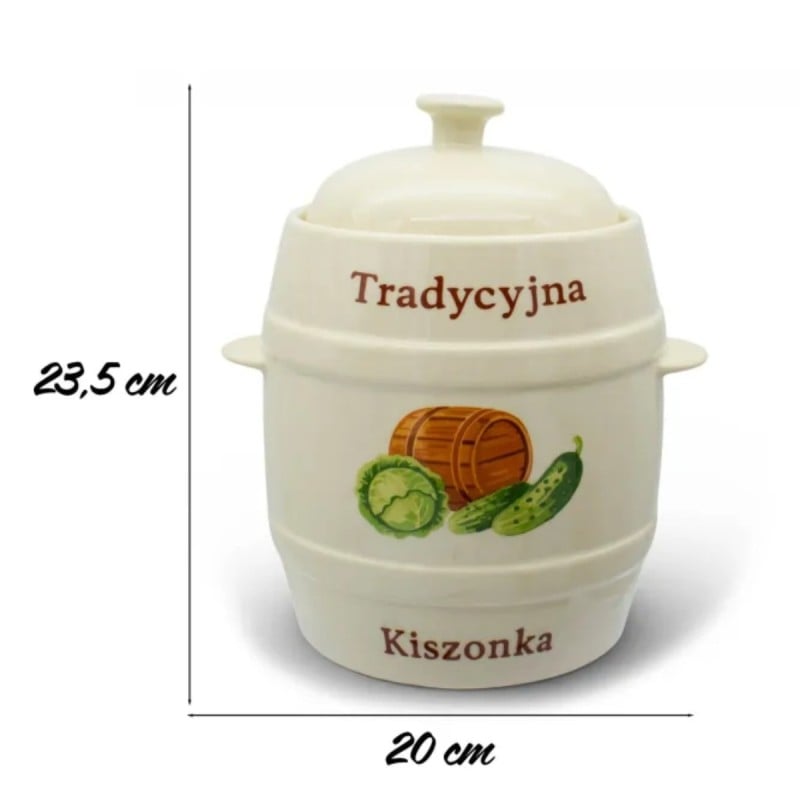 Beczka kamionkowa 3 litry hermetyczna do kiszenia ogórków kapusty kremowa słoje Bella Fiore Tragar