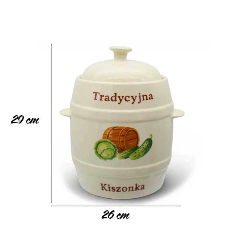 Beczka kamionkowa 6 litrów hermetyczna do kiszenia ogórków kapusty kremowa słoje Bella Fiore