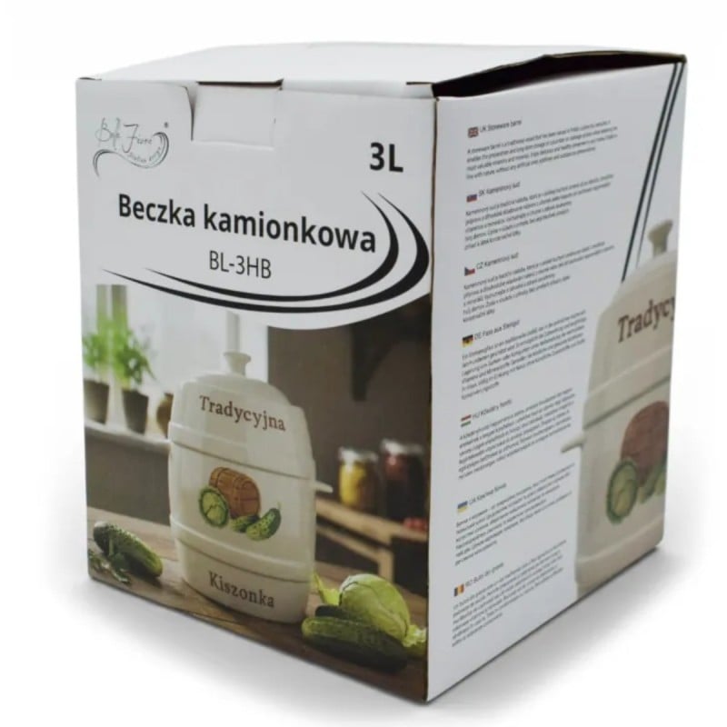 Beczka kamionkowa 6 litrów hermetyczna do kiszenia ogórków kapusty kremowa słoje Bella Fiore