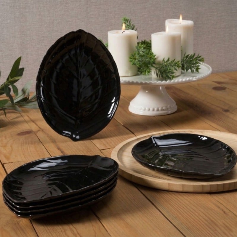Serwis obiadowy 18 elementów Nocturn Black szklane talerze zestaw talerzy dla 6 osób czarne