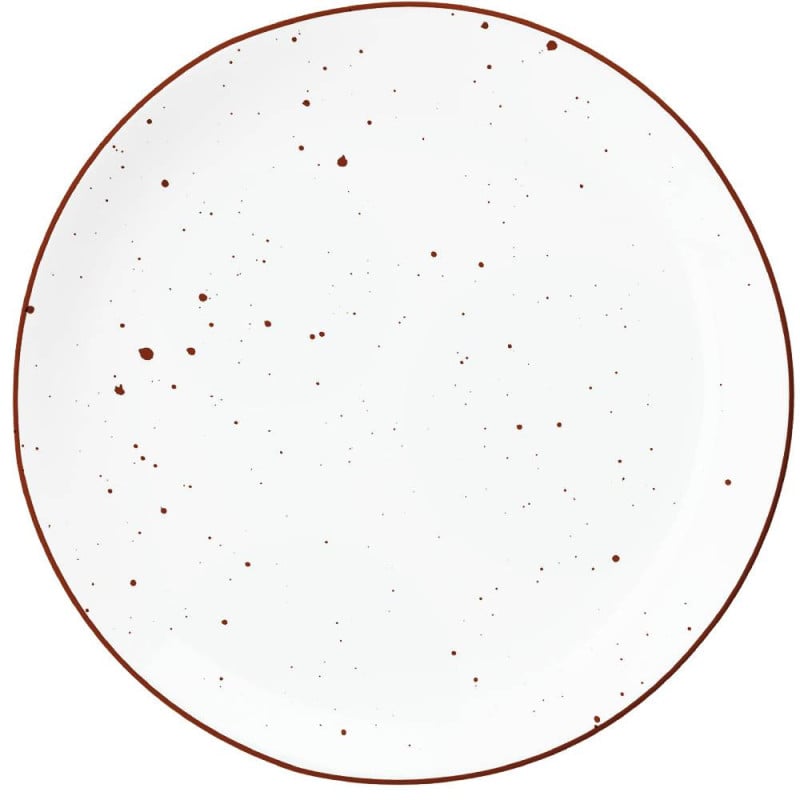 Serwis obiadowy porcelanowy MG Home Gemma 18 elementów zestaw talerzy dla 6 osób biały nakrapiany