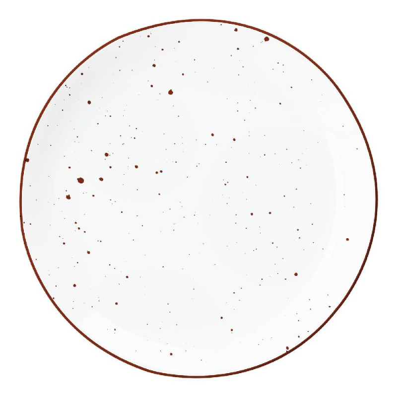 Serwis obiadowy porcelanowy MG Home Gemma 18 elementów zestaw talerzy dla 6 osób biały nakrapiany