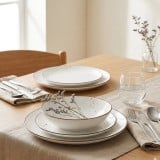 Serwis obiadowy porcelanowy GierekHoff Gemmo 18 elementów zestaw talerzy dla 6 osób biały nakrapiany