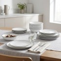 Serwis obiadowy porcelanowy GierekHoff Linea 18 elementów zestaw talerzy dla 6 osób białe z czarnym paskiem 1218