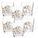 Kubki szklane 350 ml Altom Toronto w kwiaty szklanka z uchwytem zestaw 6 szt